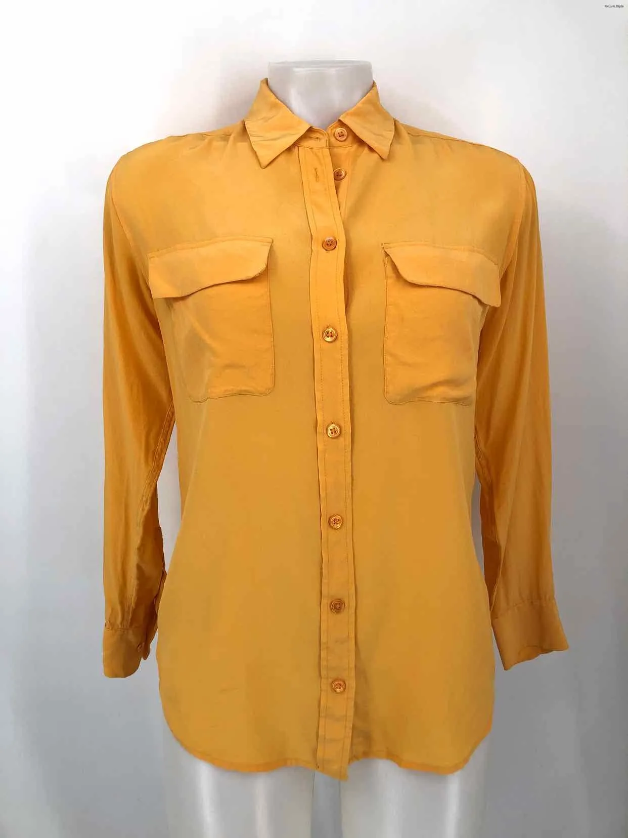 EQUIPMENT Yellow Silk Button Up Size X-SMALL Top