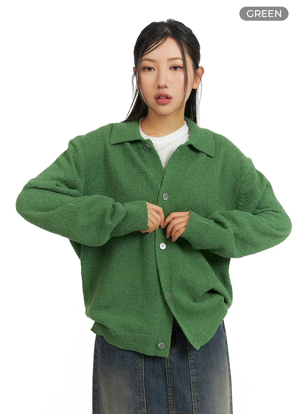 Fuzzy Button-Up Unisex Cardigan CM408