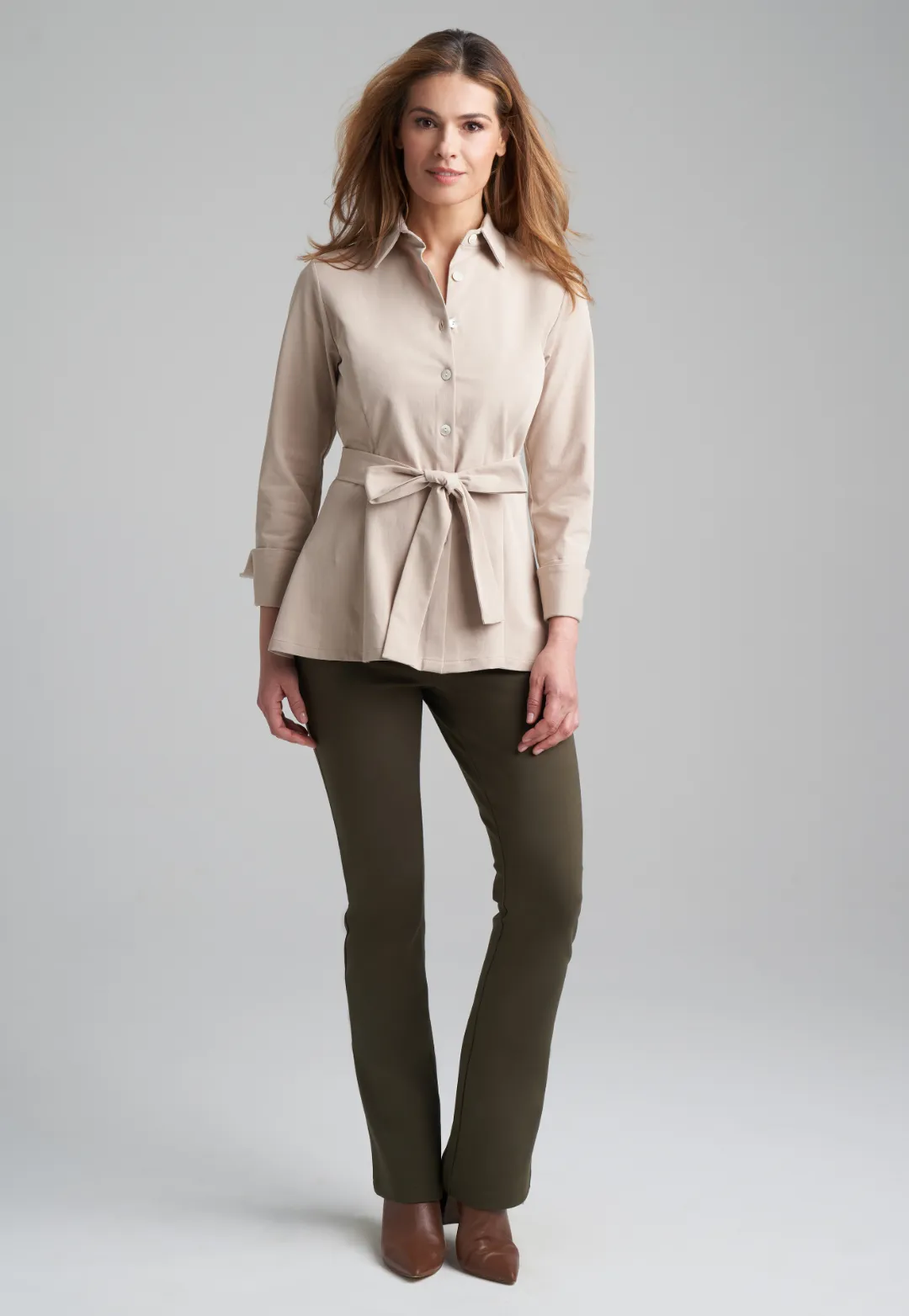 Gabriele Stretch Knit Pant in Loden Green