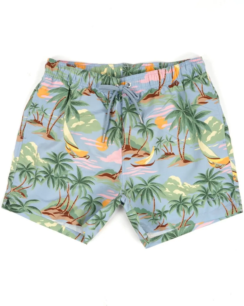 Gant Hawaii Print Swim Shorts Dove Blue