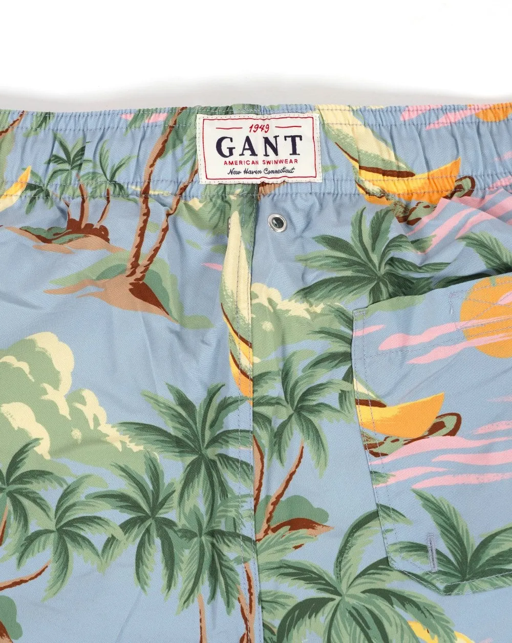 Gant Hawaii Print Swim Shorts Dove Blue