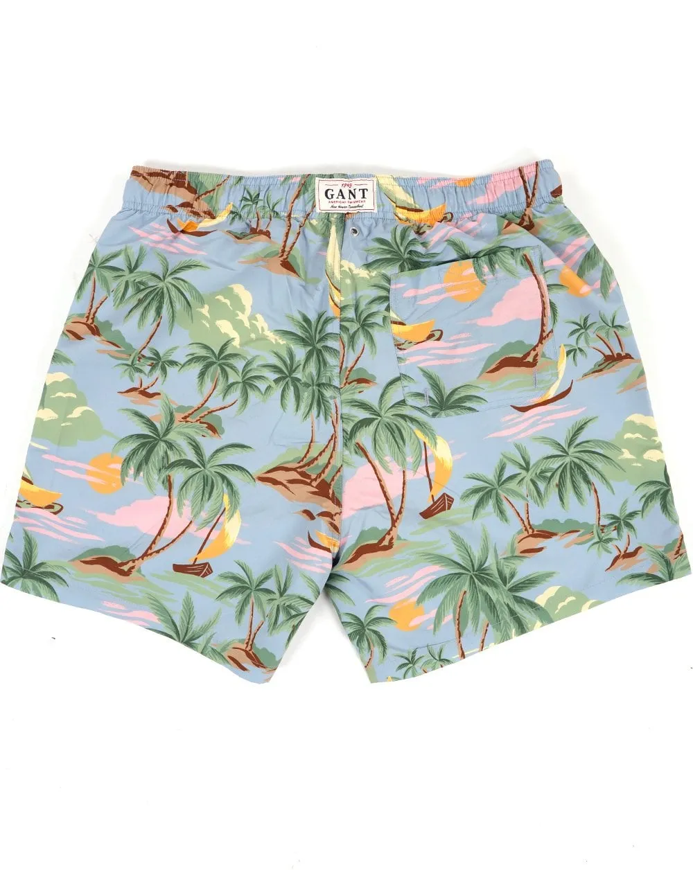 Gant Hawaii Print Swim Shorts Dove Blue