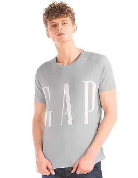 GAP Men Blue Crop Logo Crew Neck Tee