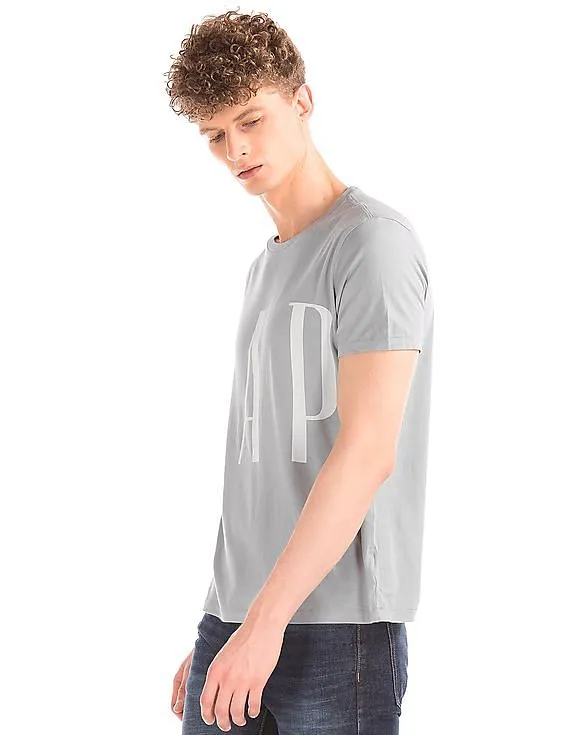 GAP Men Blue Crop Logo Crew Neck Tee