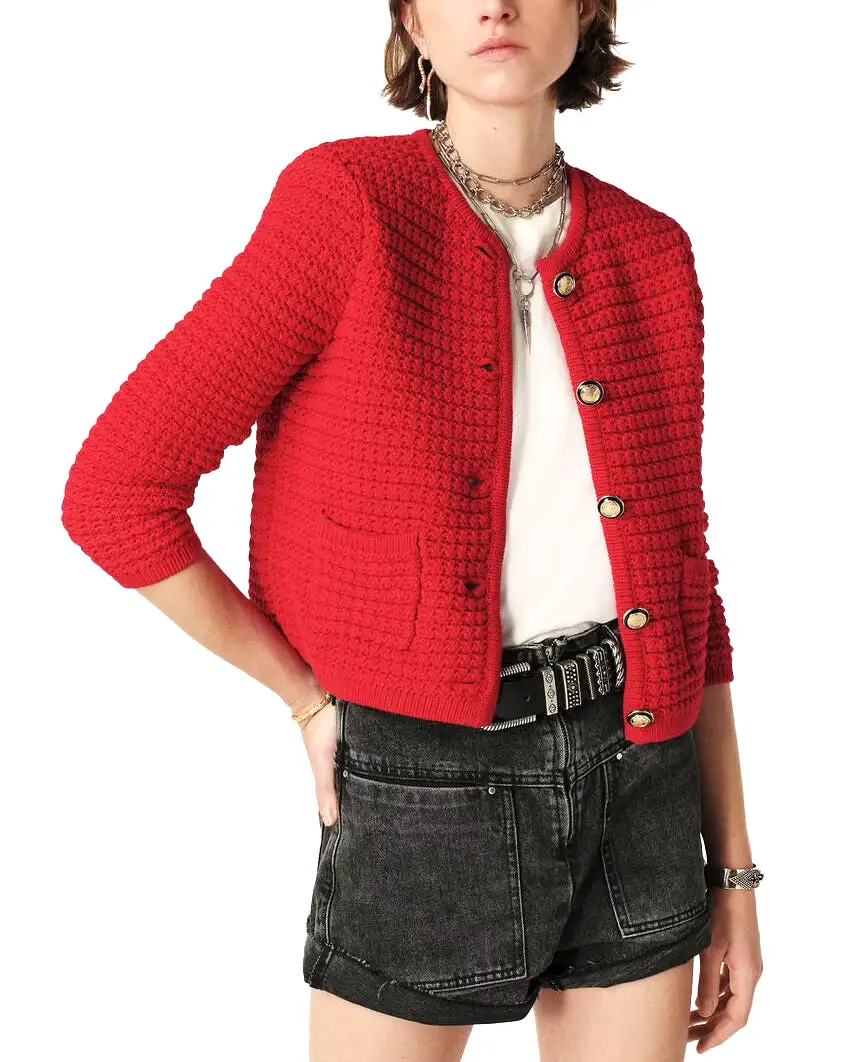 Gaspard Button Front Cardigan (Rouge)