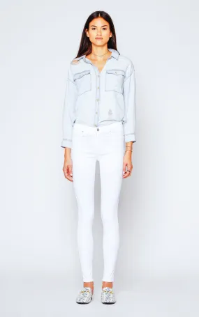 Gisele High Rise Skinny - Snow White With Moto Laser Detail