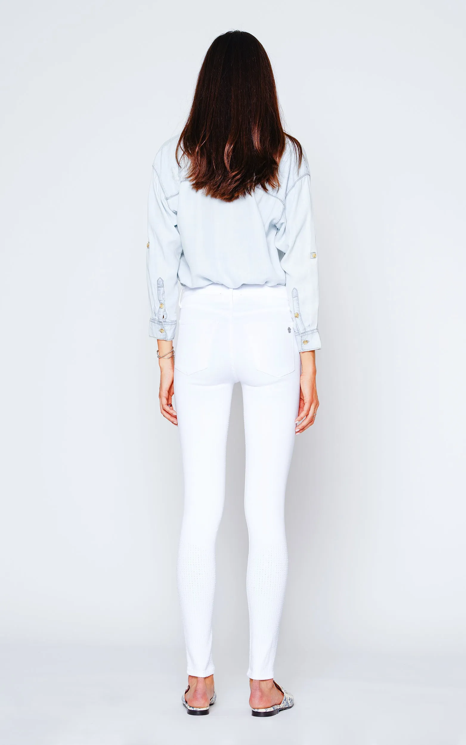 Gisele High Rise Skinny - Snow White With Moto Laser Detail