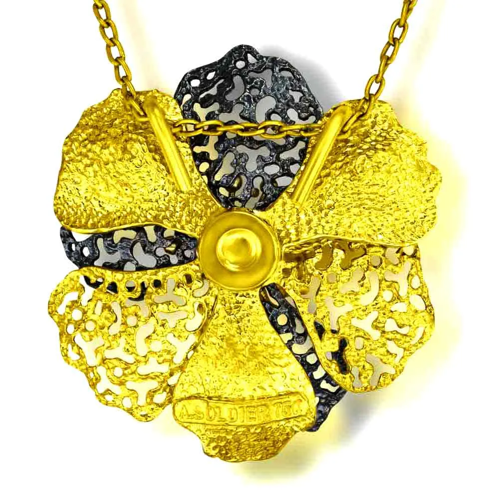 Gold Baby Coronaria Pendant Necklace with Champagne Diamond