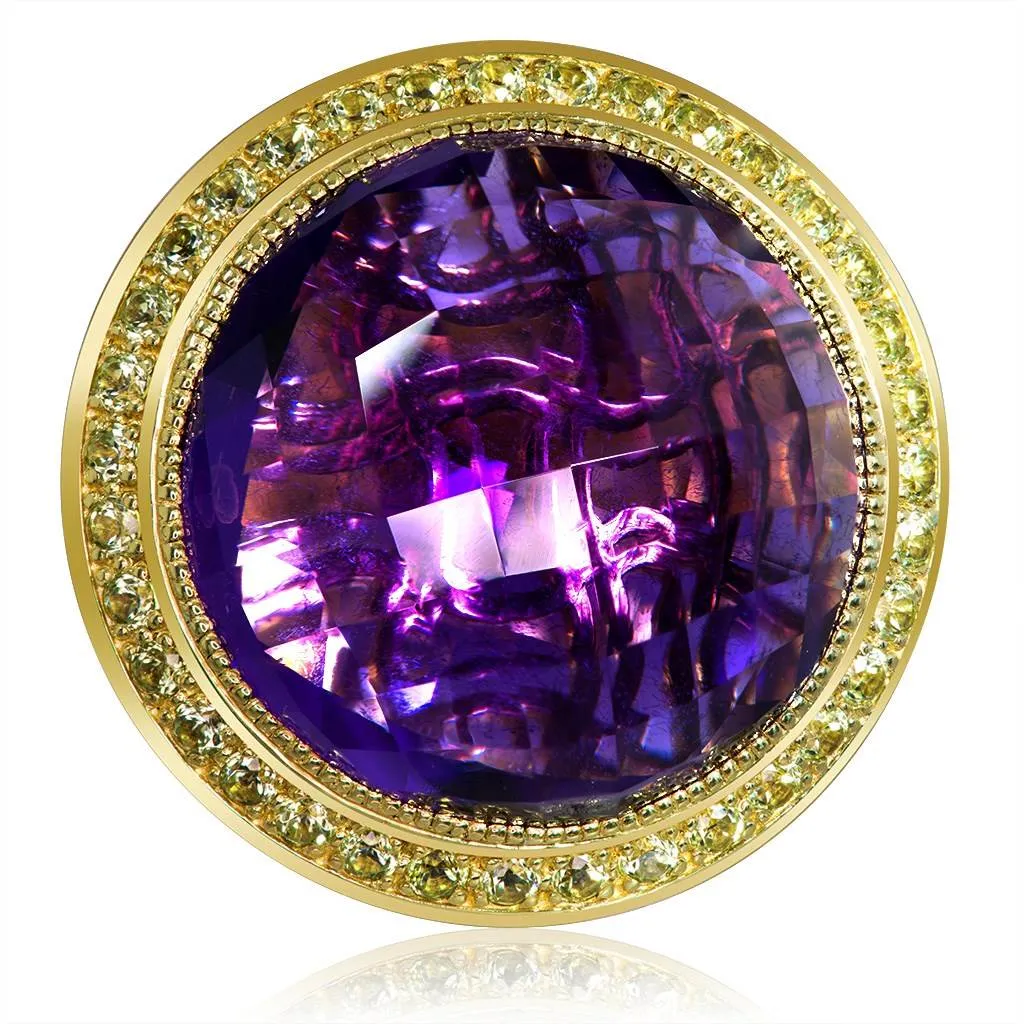 Gold Symbolica Ring with Amethyst & Peridots