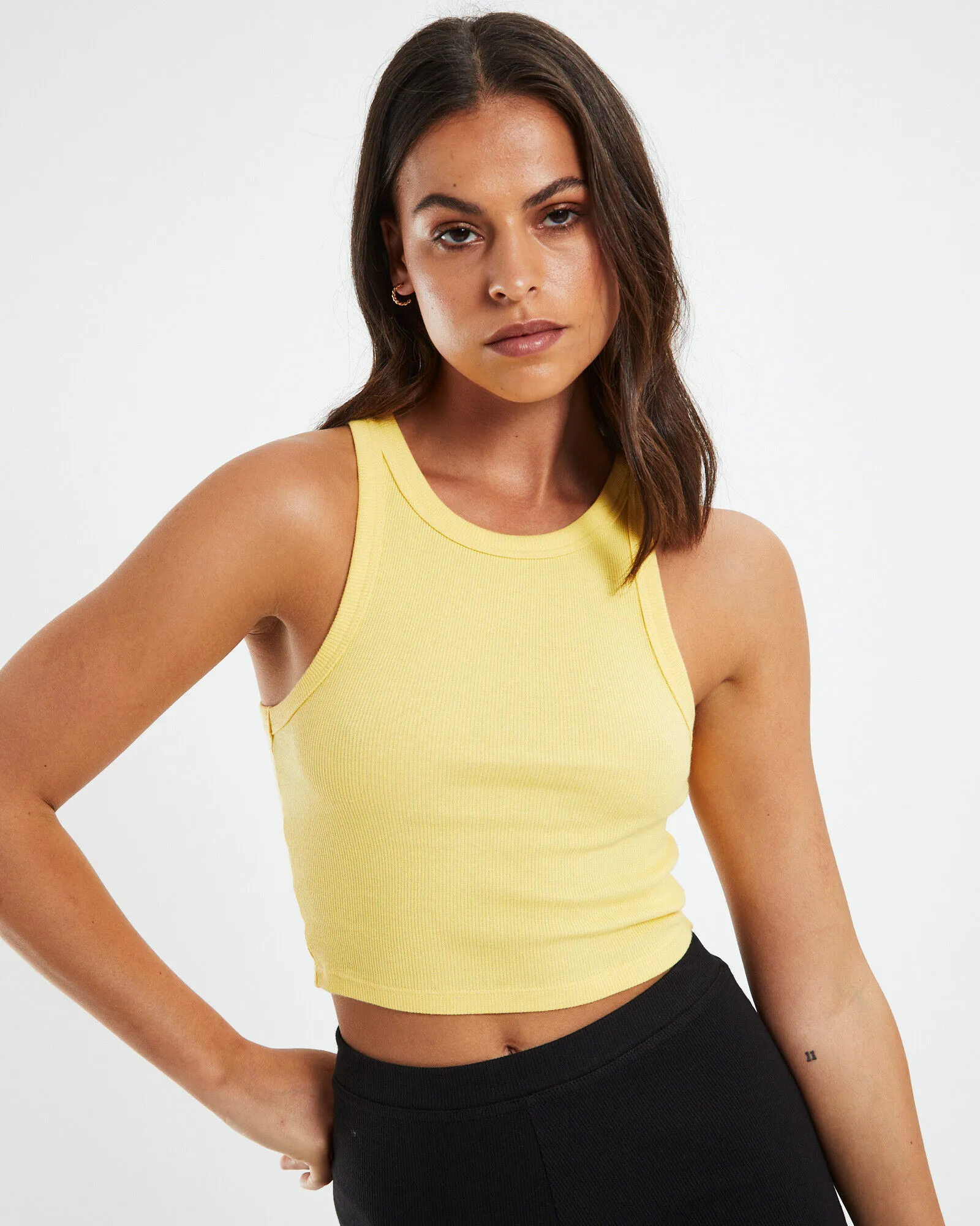 GP Co. Basics High Neck Crop Top Lemon Yellow