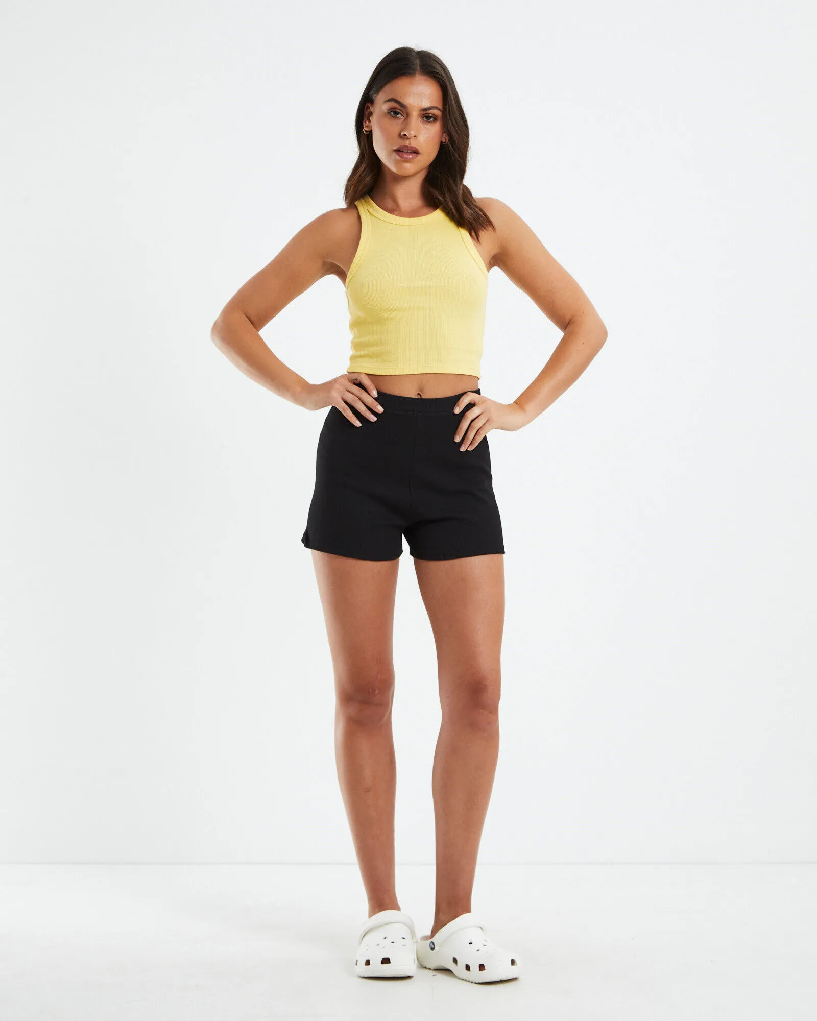 GP Co. Basics High Neck Crop Top Lemon Yellow