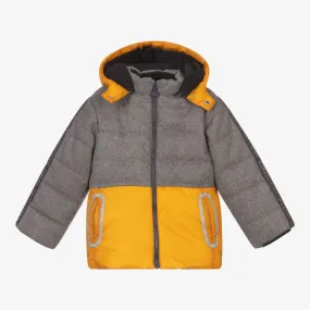 Grey & Yellow Hooded Coat