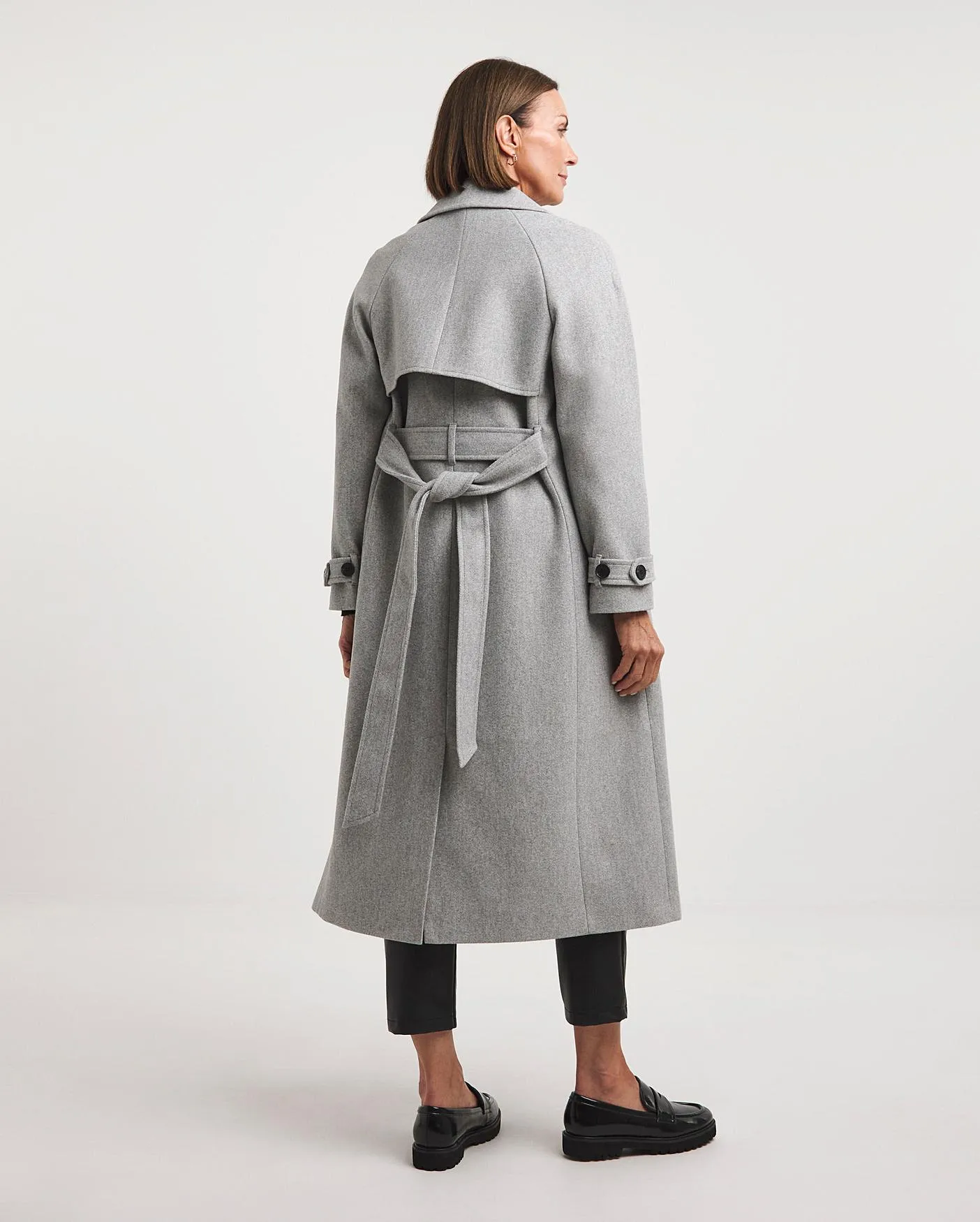 Grey Double Breasted Trench Coat