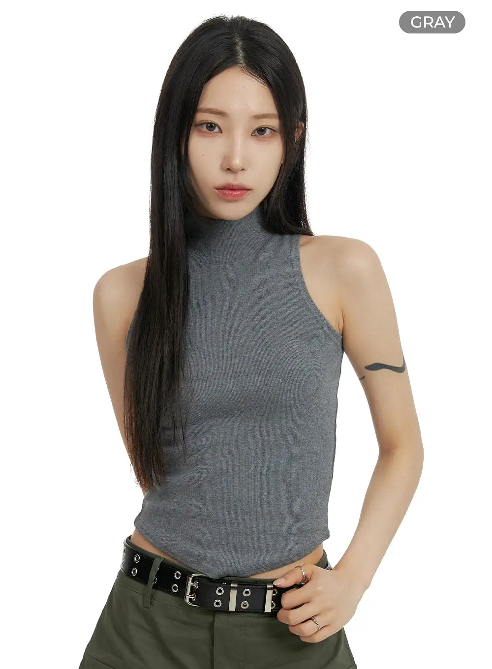 Half-Neck Sleeveless Crop Top CF428