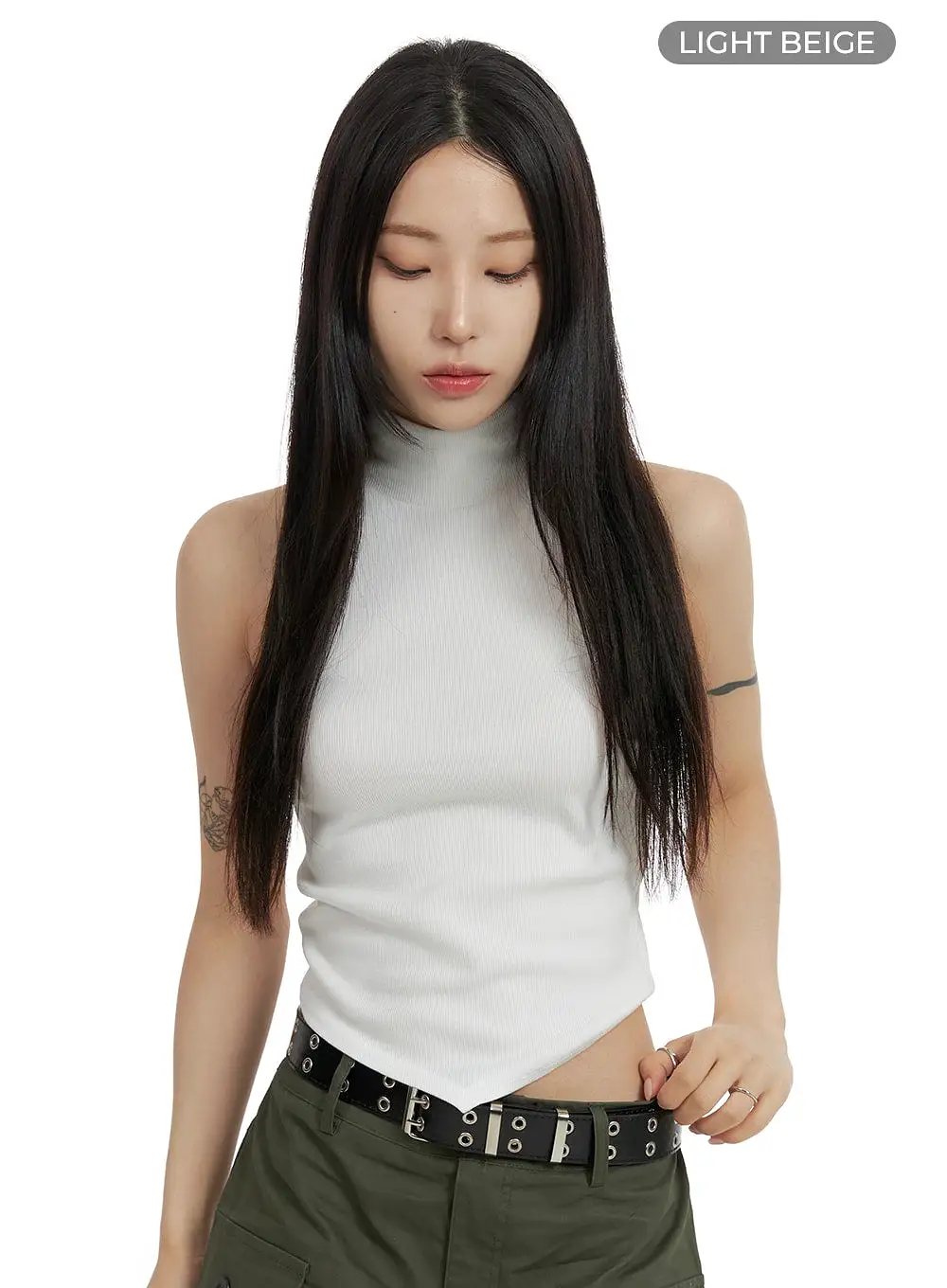 Half-Neck Sleeveless Crop Top CF428