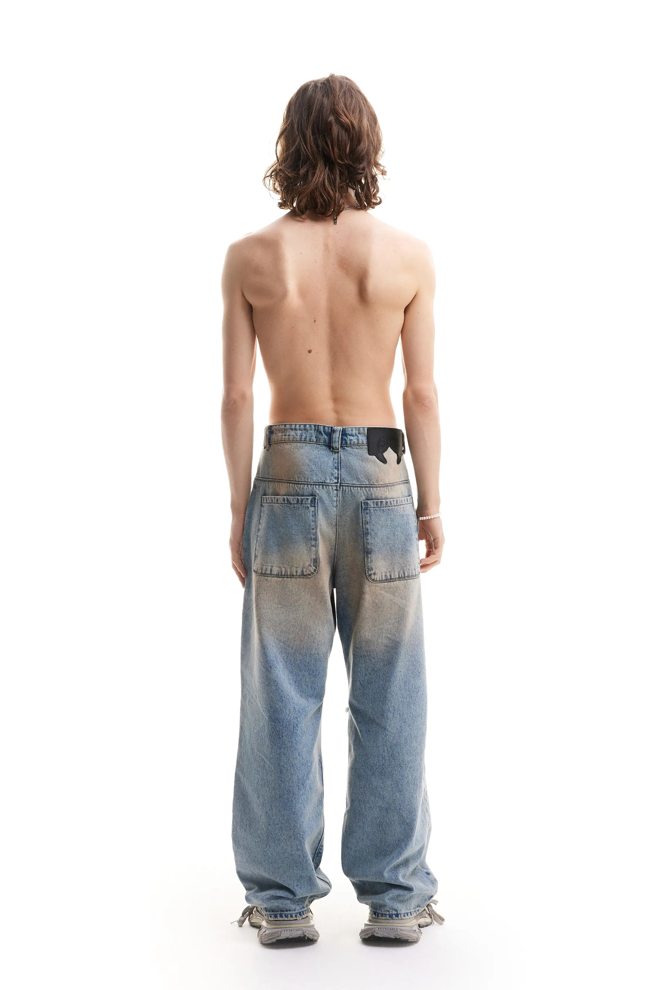 HEAVY BAGGY DISTRESSED DENIM  SAND WASHED DIRT WASH