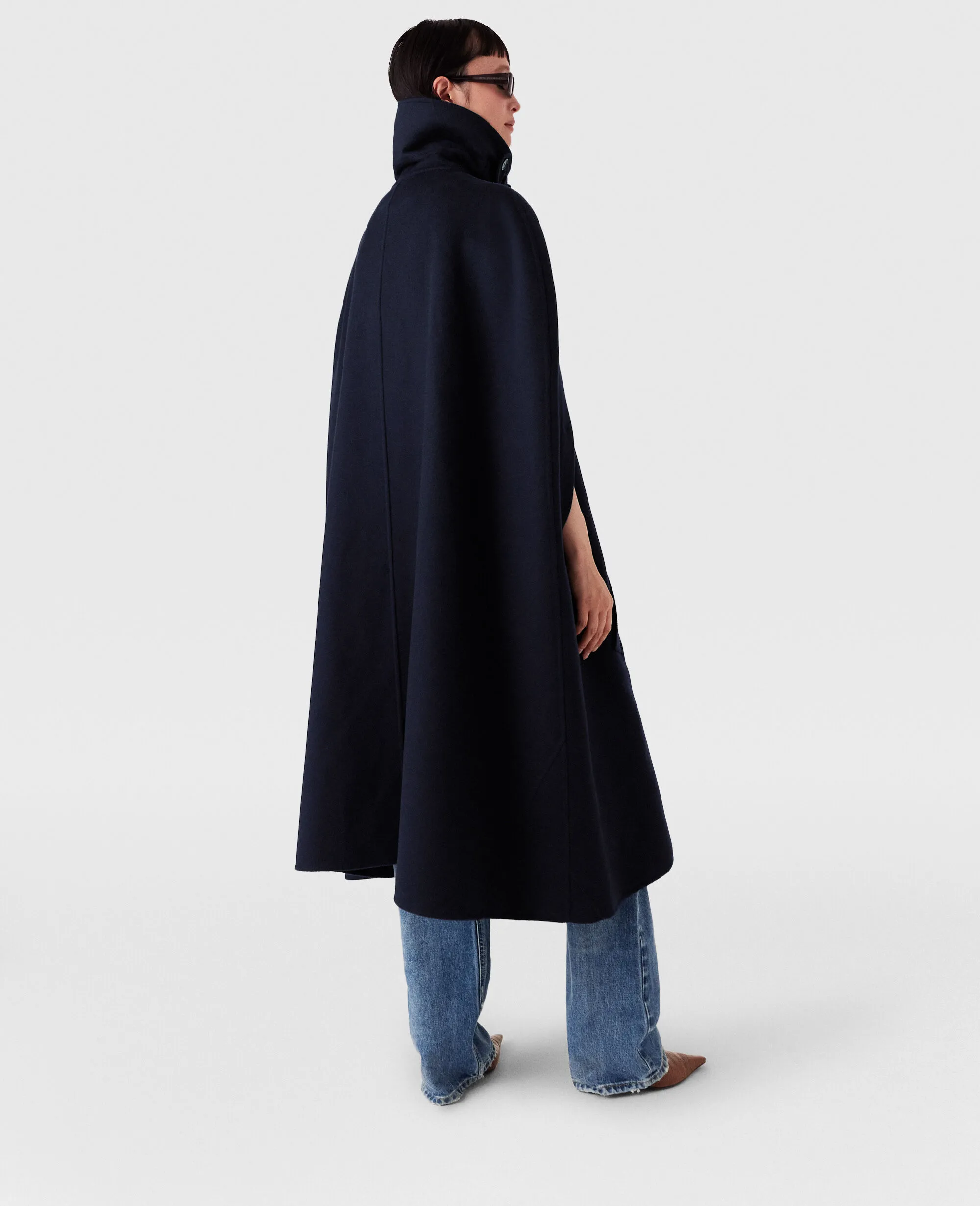 High-Neck Button-Up Cape