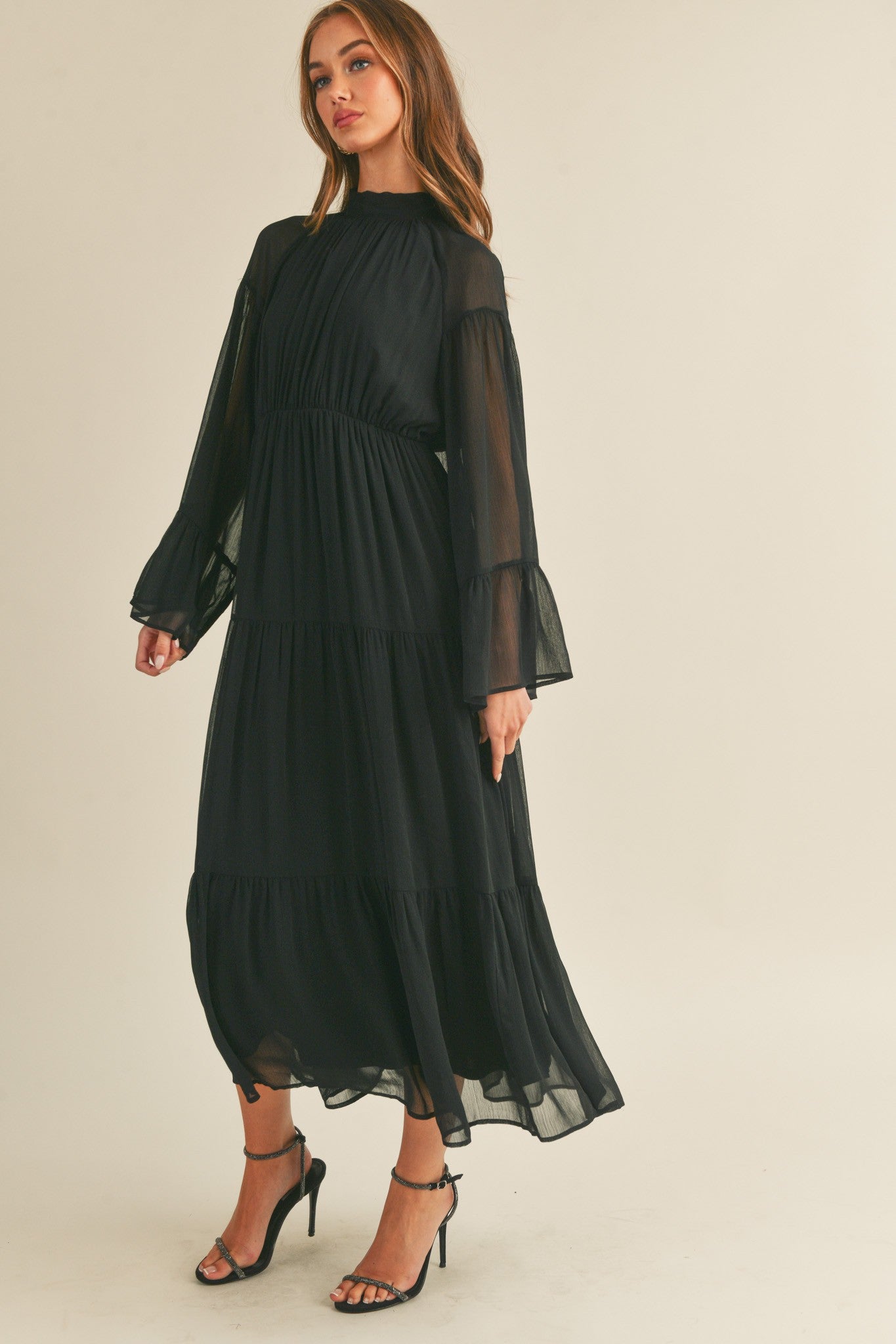 High Neck Tiered Maxi