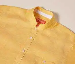 Inserch Premium Linen Banded Collar Short Sleeve Shirt SS716-145 Banana Cream