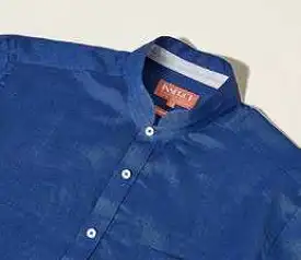 Inserch Premium Linen Banded Collar Short Sleeve Shirt SS716-190 Estate Blue