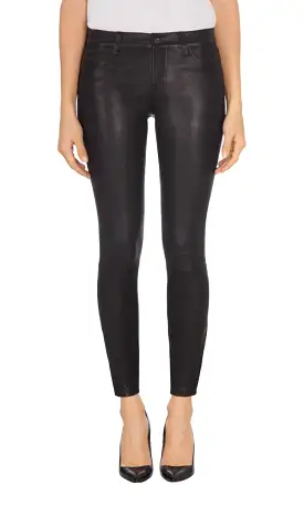 J Brand Mid Rise Skinny Leather Pants Black