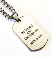 Joshua Custom Engraved Men's Dog Tag Chain, Stainless Steel (Ready in 3 days!)