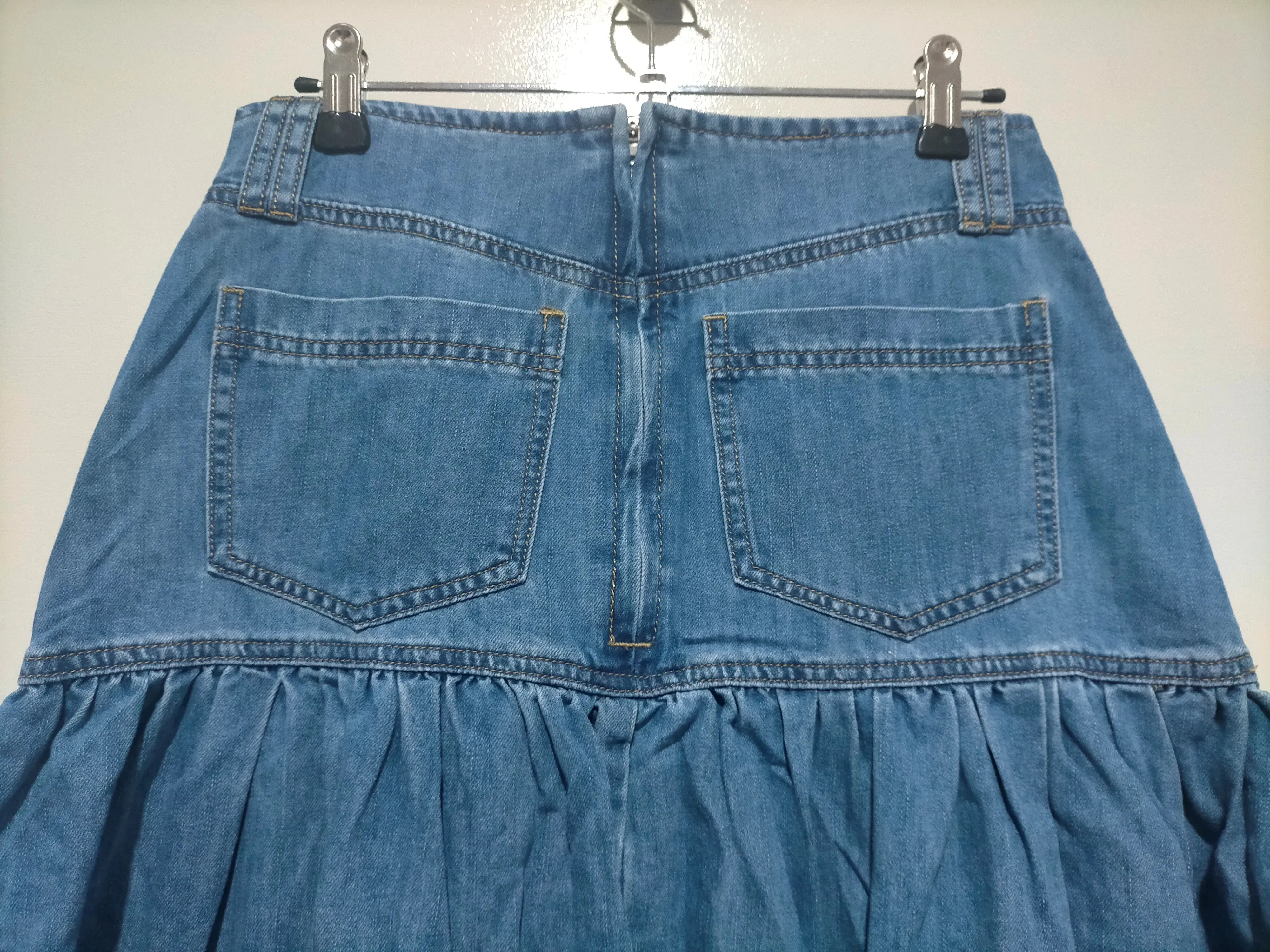 Kentucky Denim Button Front Maxi Skirt Mid Blue