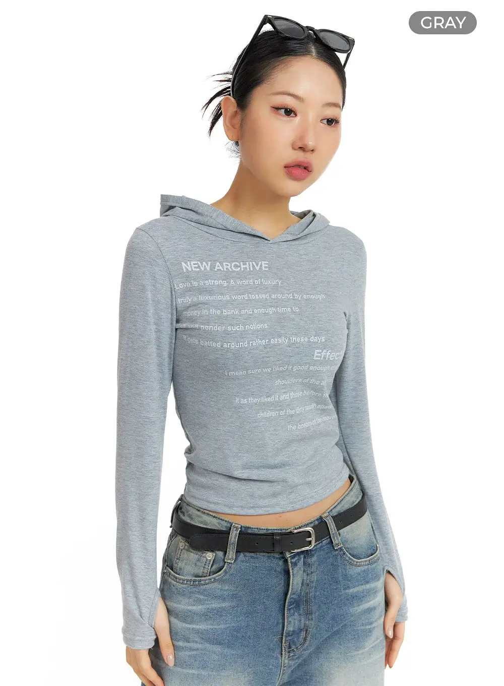 Lettering Hooded Crop Tee CF419