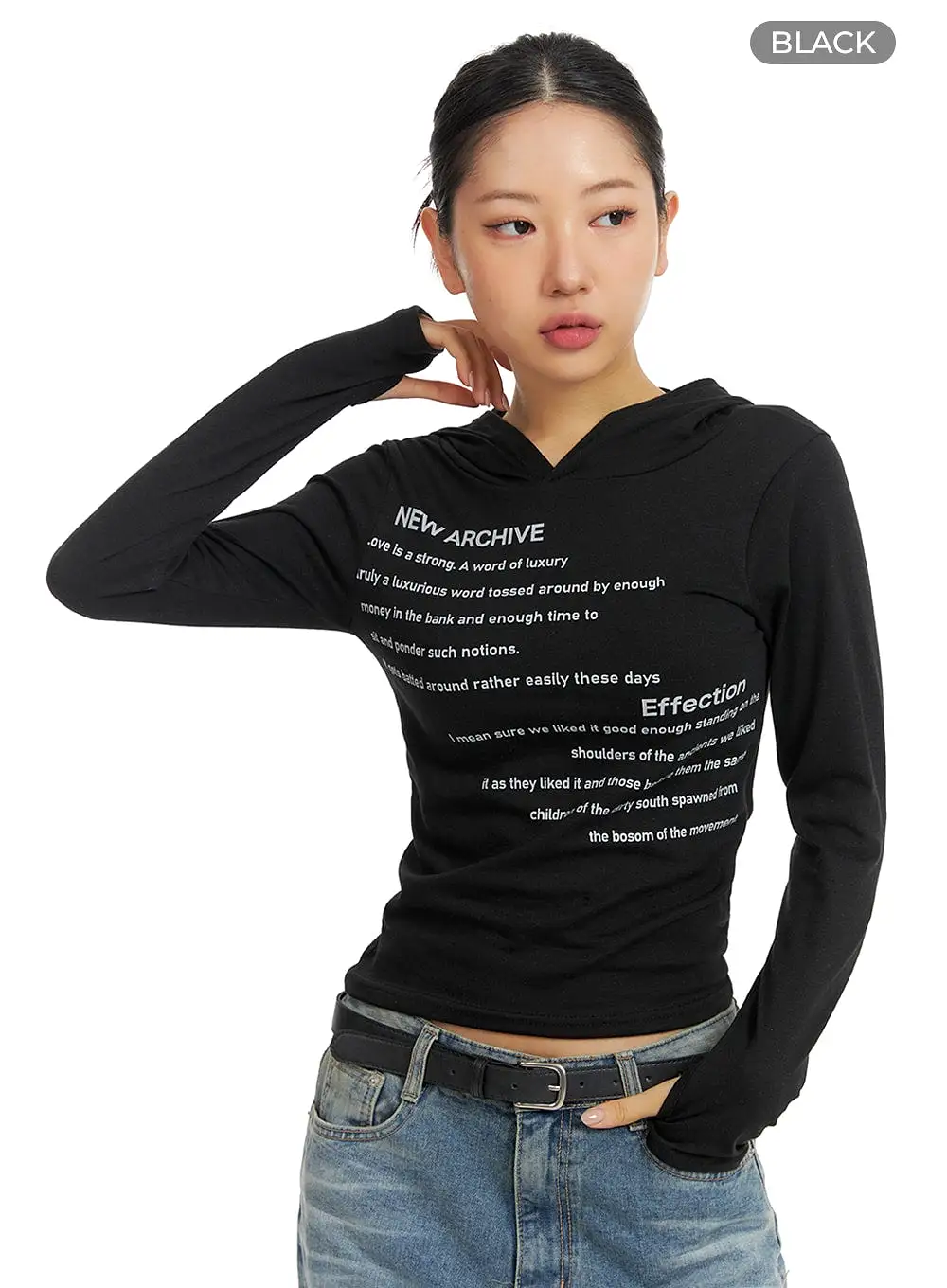 Lettering Hooded Crop Tee CF419