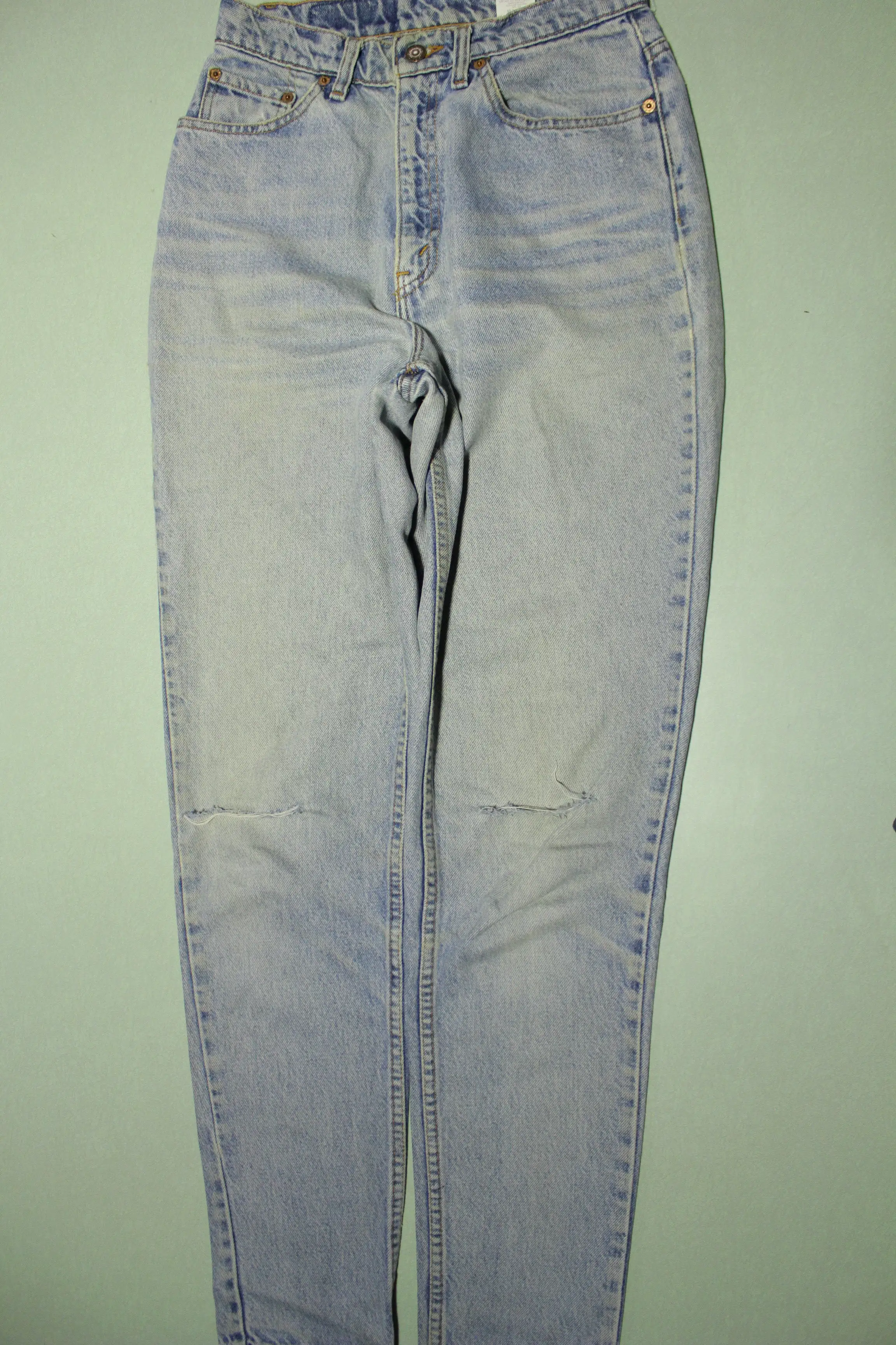 Levis Vintage 90's 512 Tapered Leg Light Washed Distressed Grunge Punk Ripped Jeans