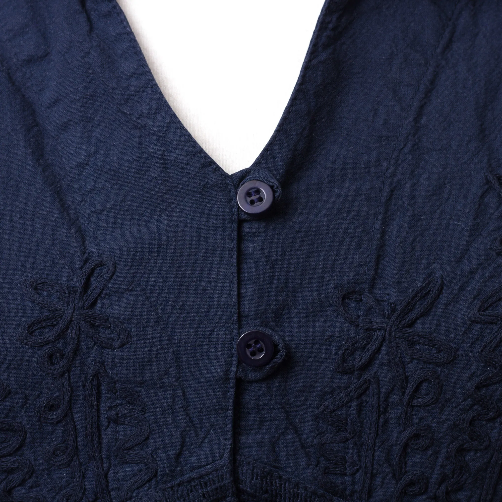 Lily of the Incas Button-front Navy Blue Blouse, 