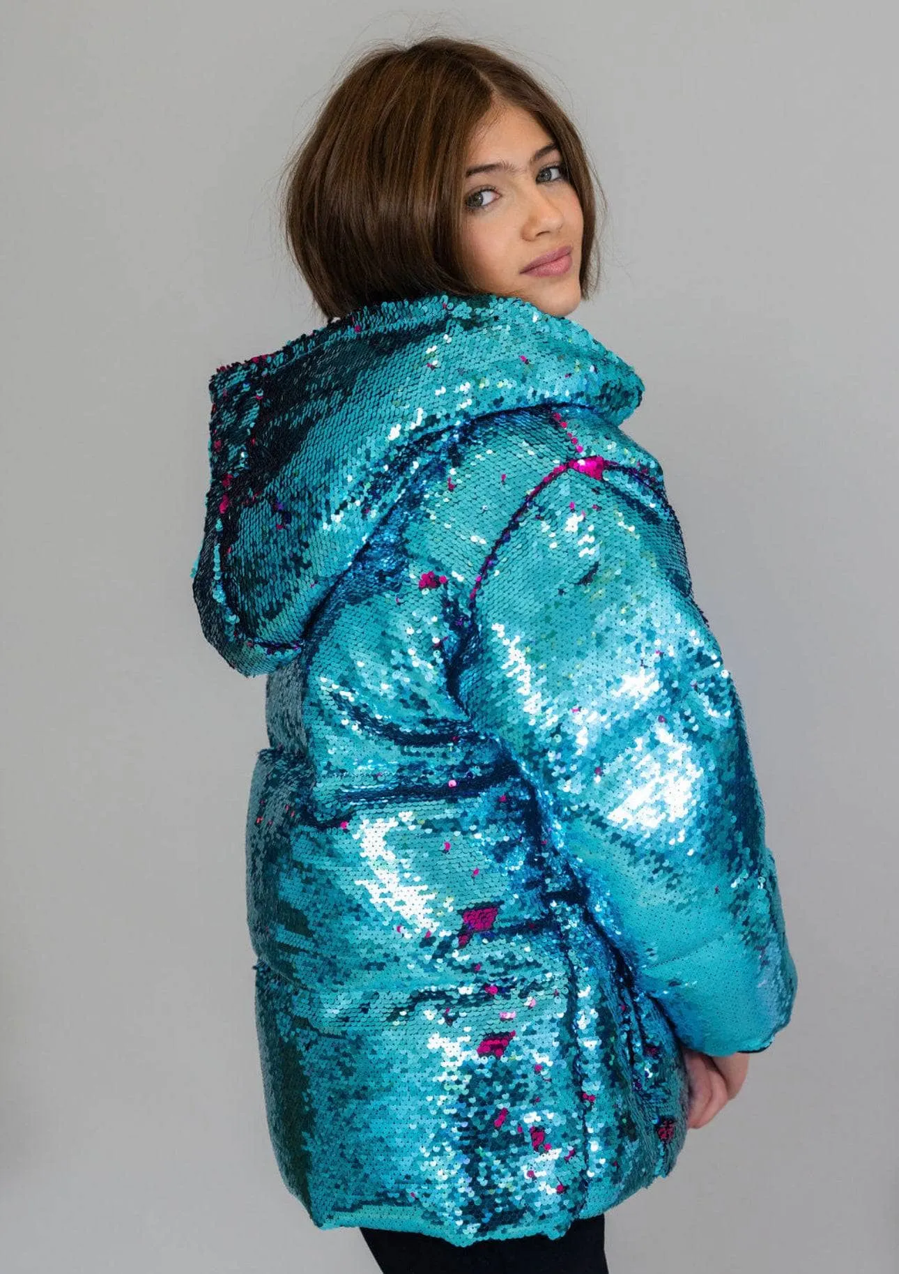 Magic Sequin Flip Puffer Coat