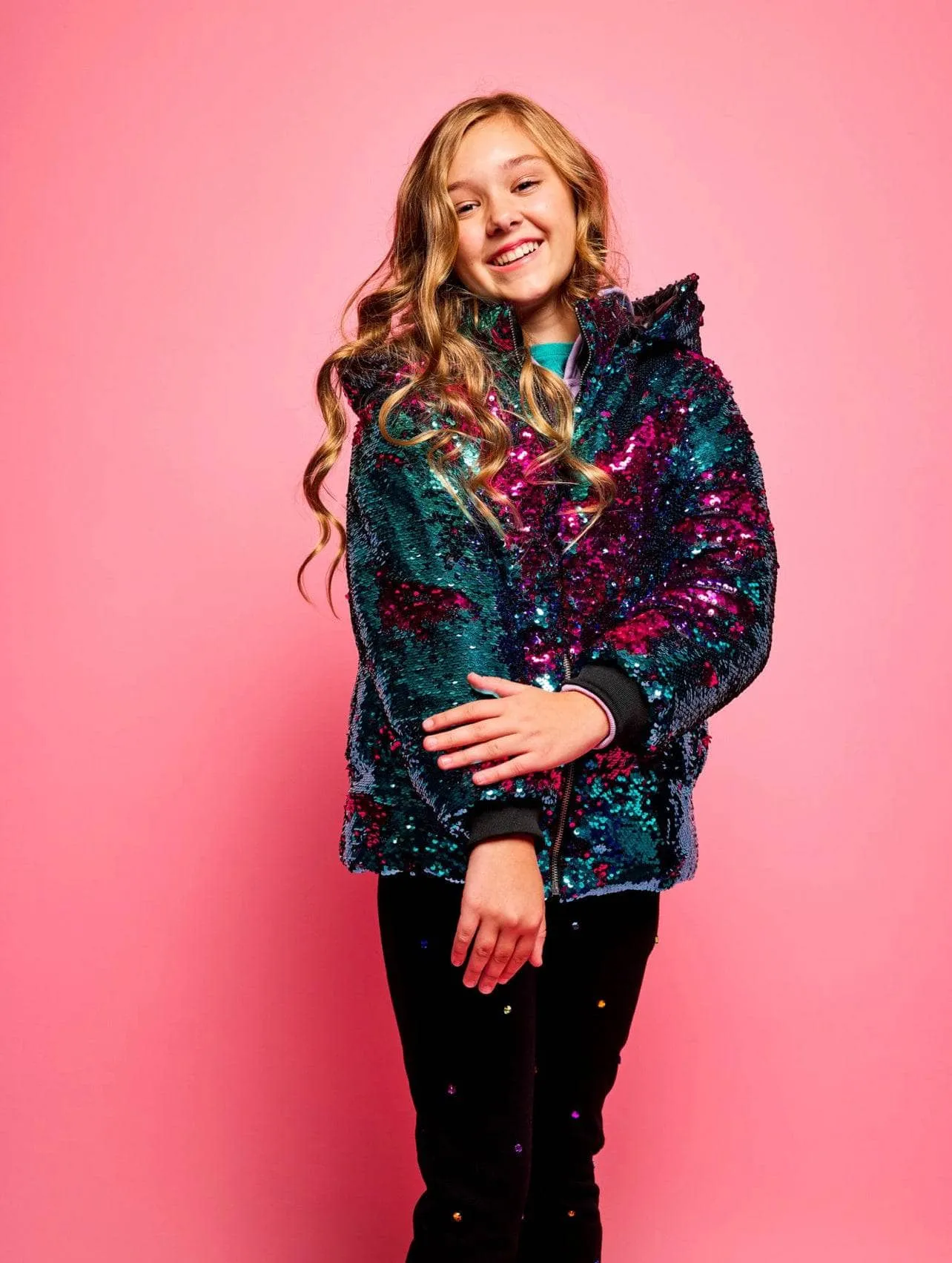 Magic Sequin Flip Puffer Coat