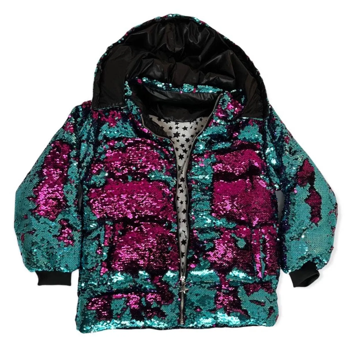 Magic Sequin Flip Puffer Coat