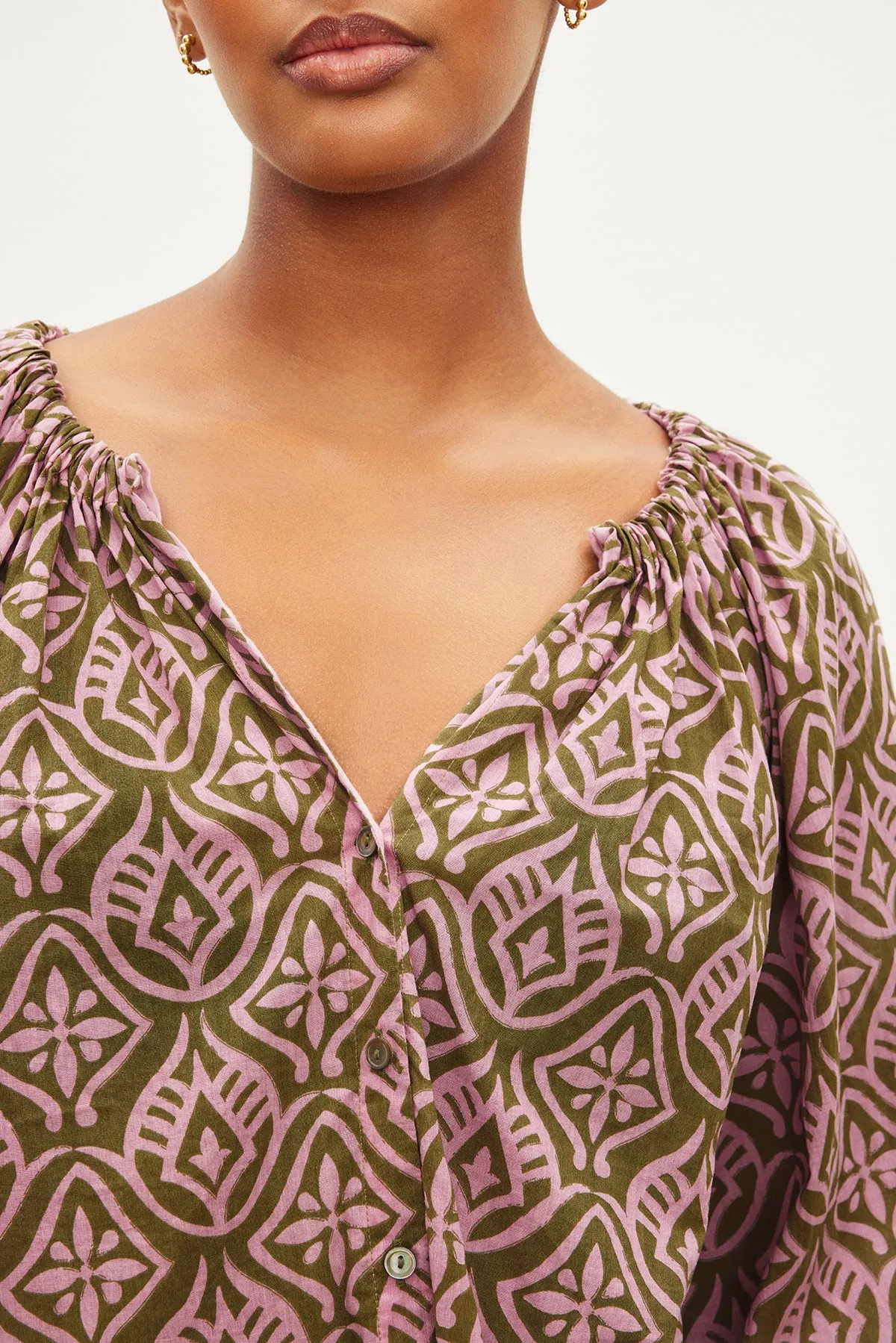 MARIAN PRINTED BUTTON FRONT TOP