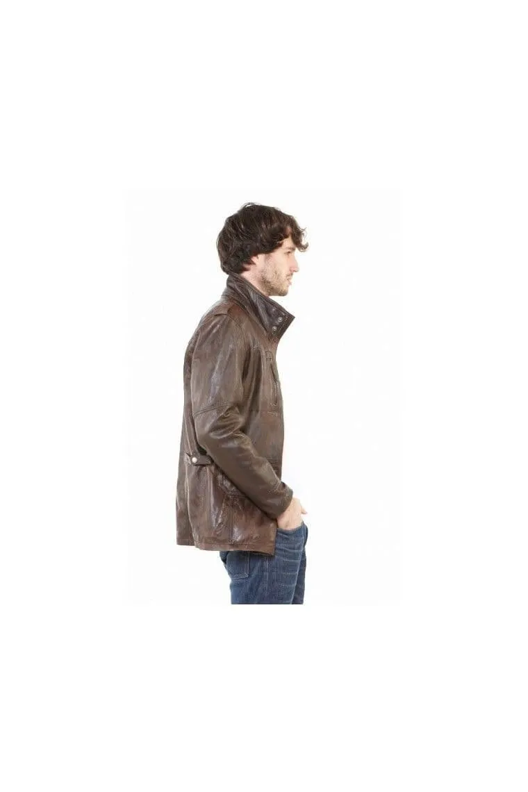 Men Brown Leather Coat