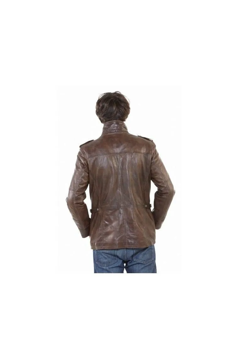 Men Brown Leather Coat