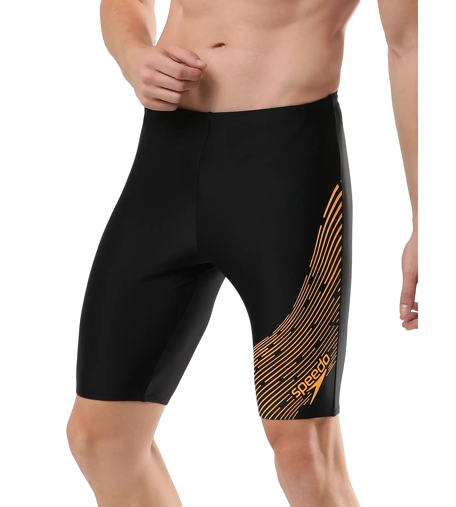 Men's Endurance Medley Logo Jammer - Black & Mandarin Peel