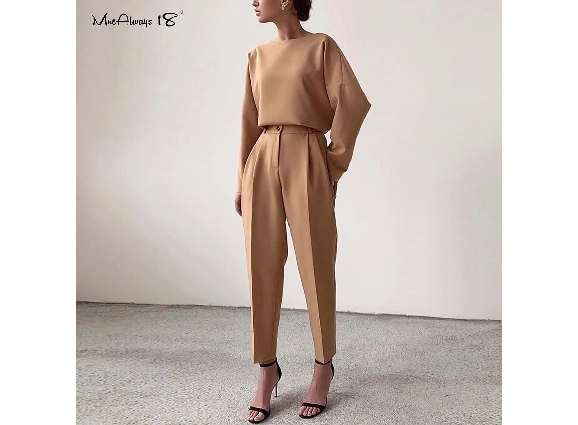 Mnealways18 Vintage Zipper Khaki Trousers Women High Waist Office Pants Ladies Brown Trousers Work Wear Summer Long Pants |Pants