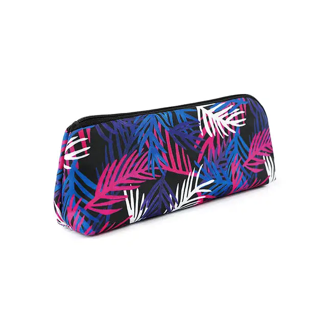 Multi-colored Black Purple Blue Tropical Floral Flower Graphic Pencil Cases Stationery Zipper School 19cm Office organizers cosm