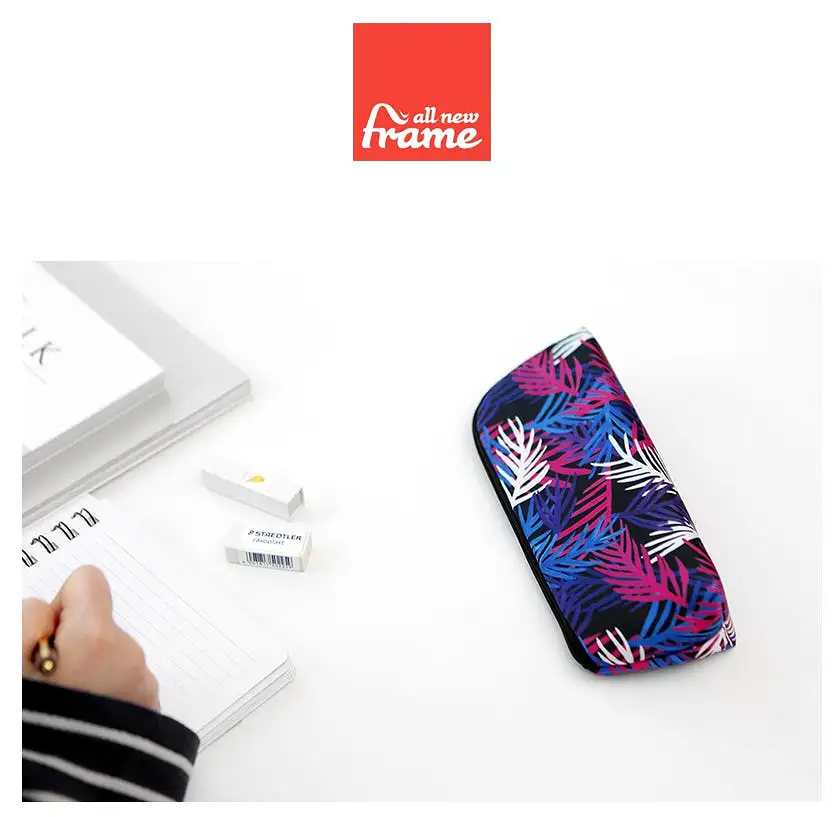 Multi-colored Black Purple Blue Tropical Floral Flower Graphic Pencil Cases Stationery Zipper School 19cm Office organizers cosm