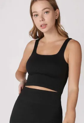 NIKIBIKI - Square Neck Rib Crop Top Black