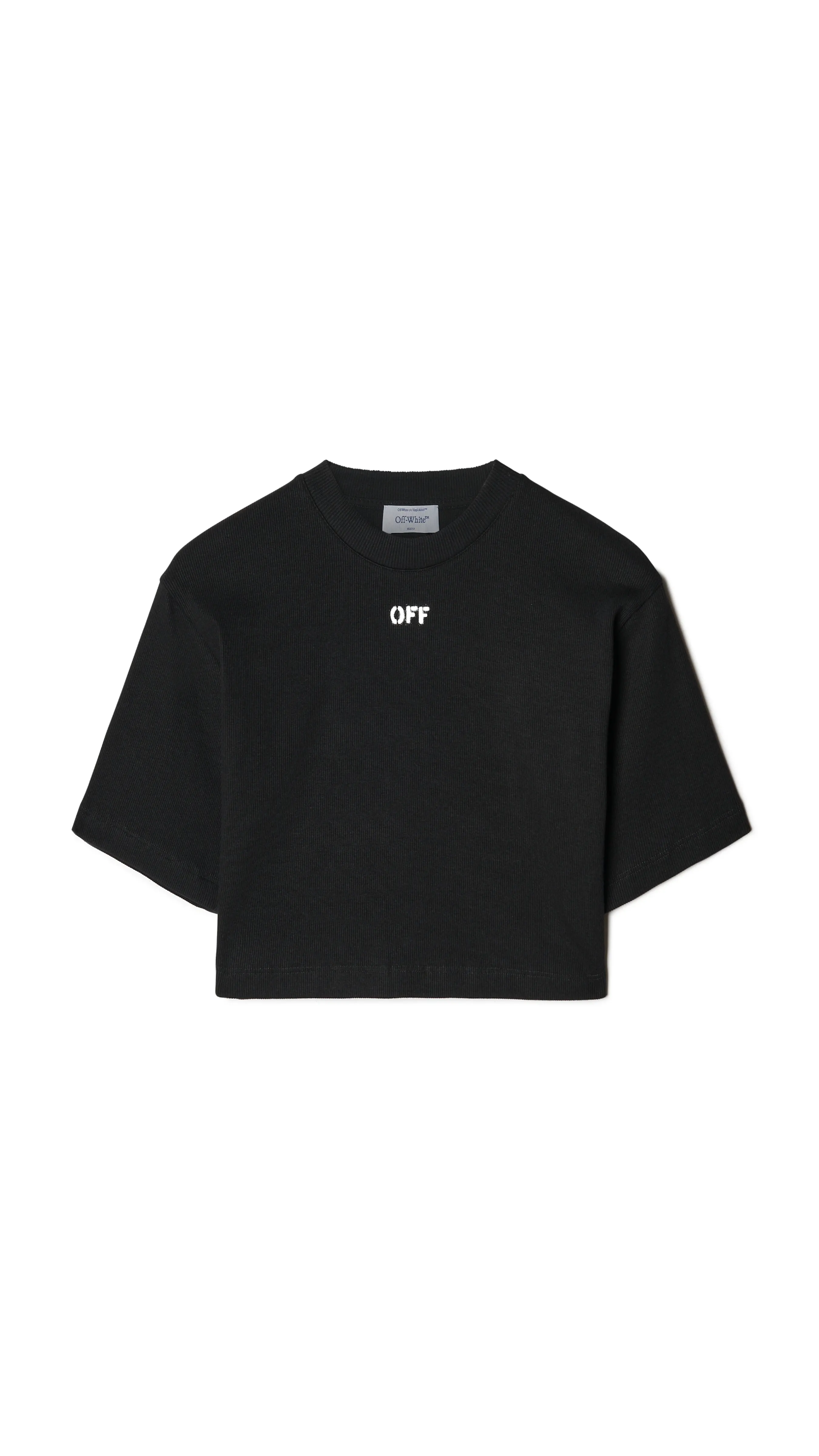 Off Stamp Rib Crop Tee - Black