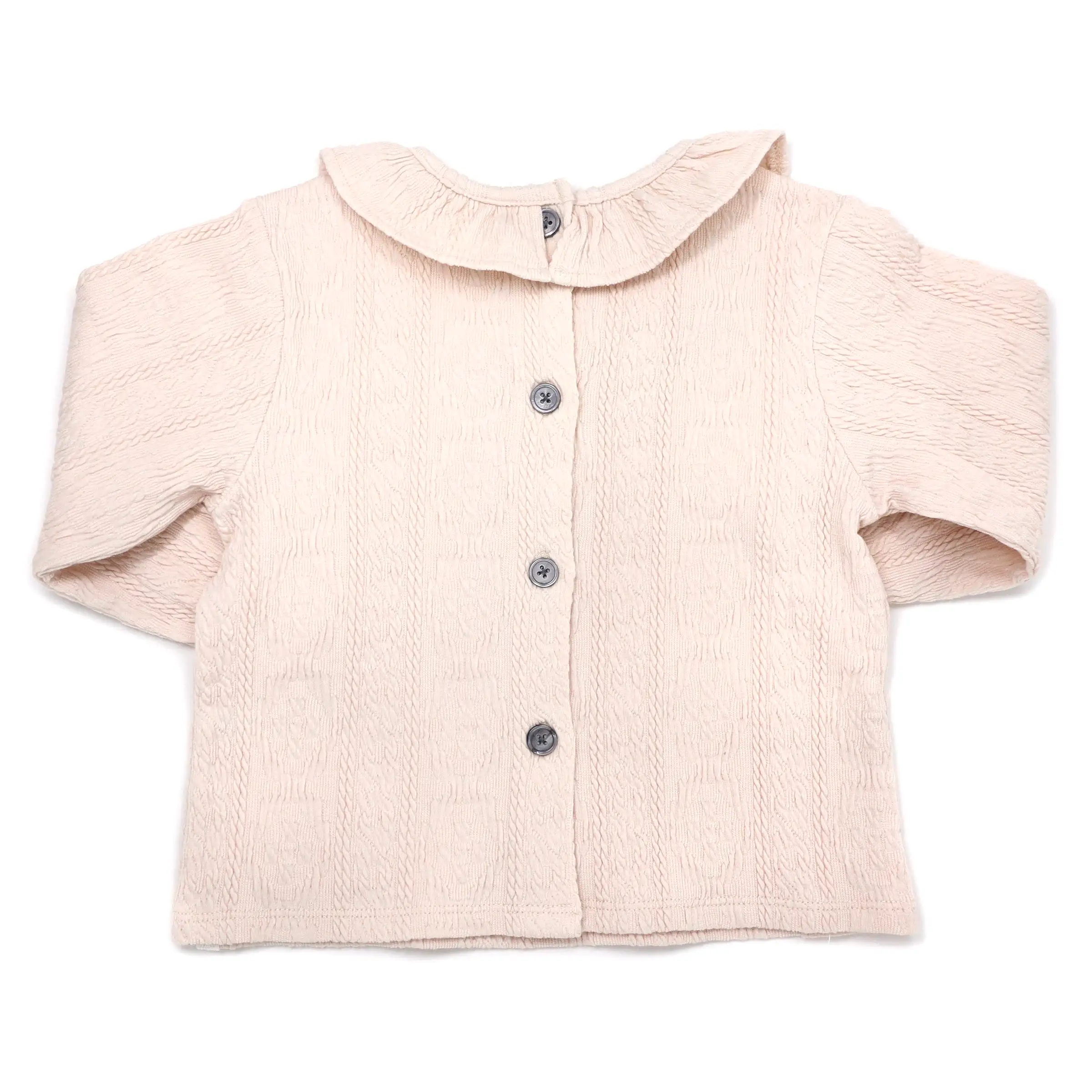 oh baby! Ruffle Collar Puckered Blouse - Natural