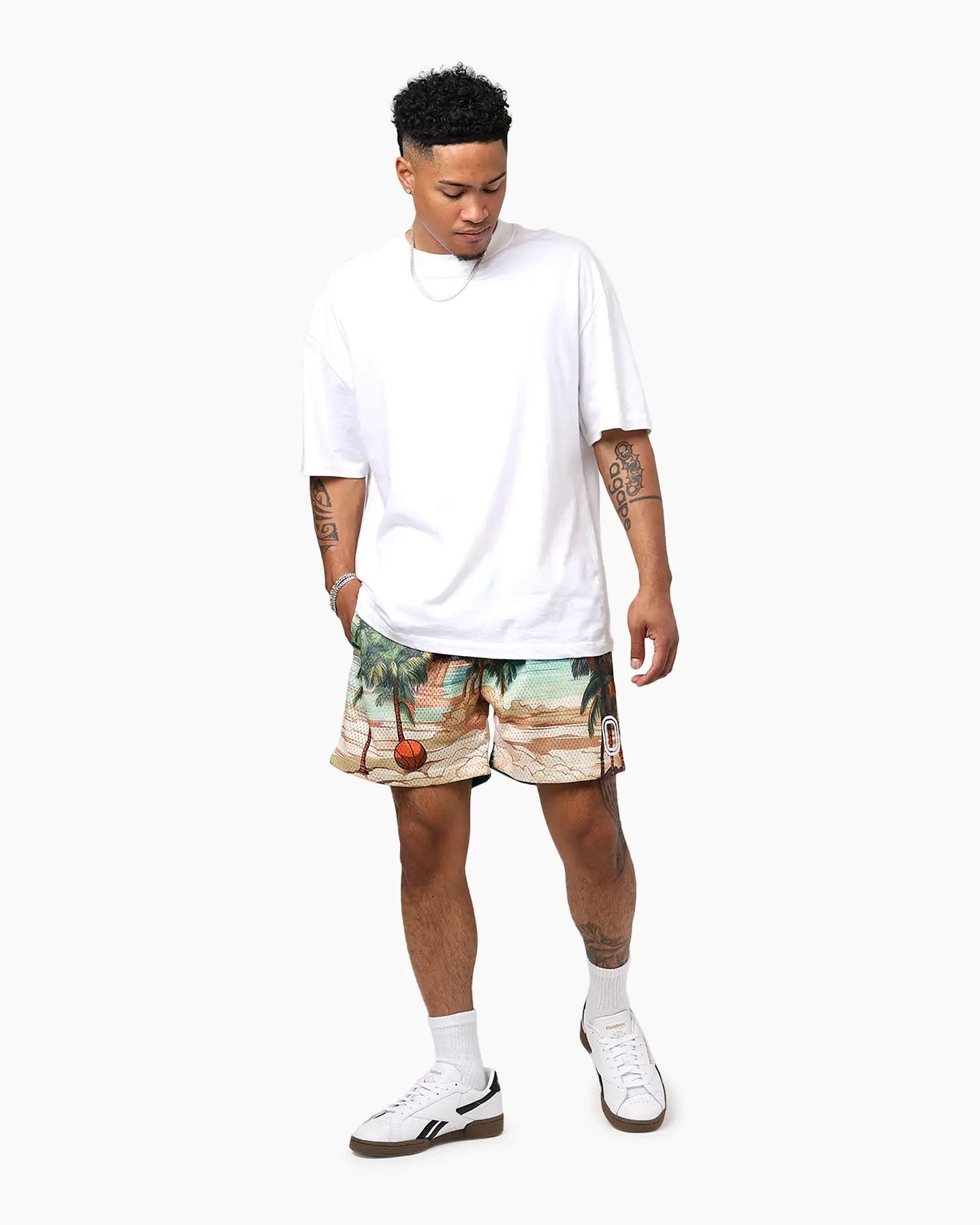 Overtime Paradise Palm Shorts Palm Print