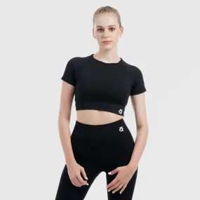 Pace Seamless Crop Tee (Black)