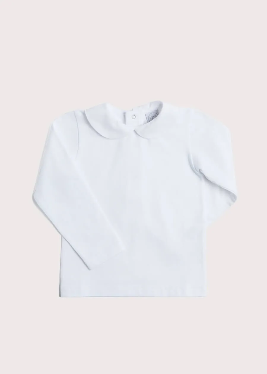 Peter Pan Collar Long Sleeve Top in White (2-4yrs)