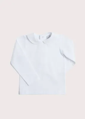 Peter Pan Collar Long Sleeve Top in White (2-4yrs)