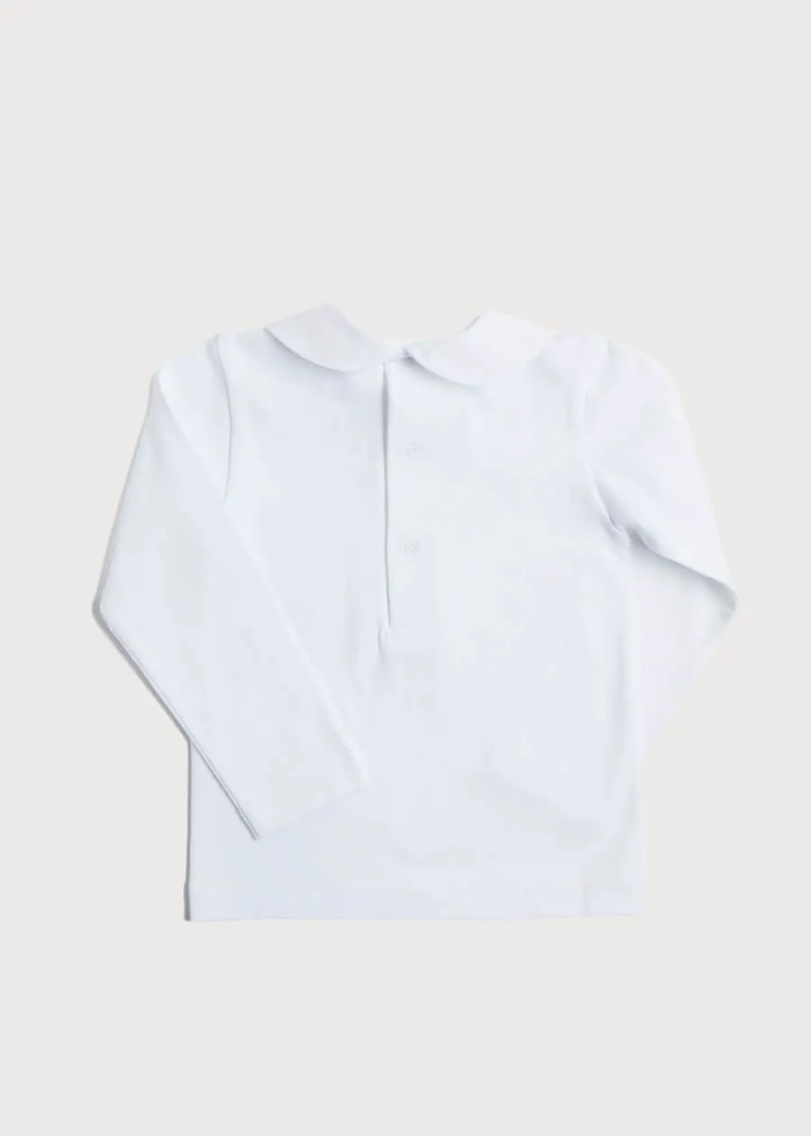 Peter Pan Collar Long Sleeve Top in White (2-4yrs)