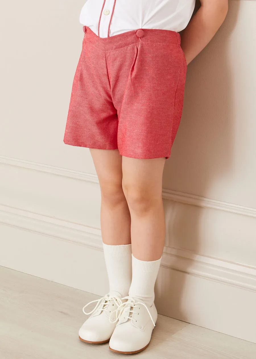 Peter Pan Collar Short Sleeve Two Piece Set in Red (12mths-6yrs)